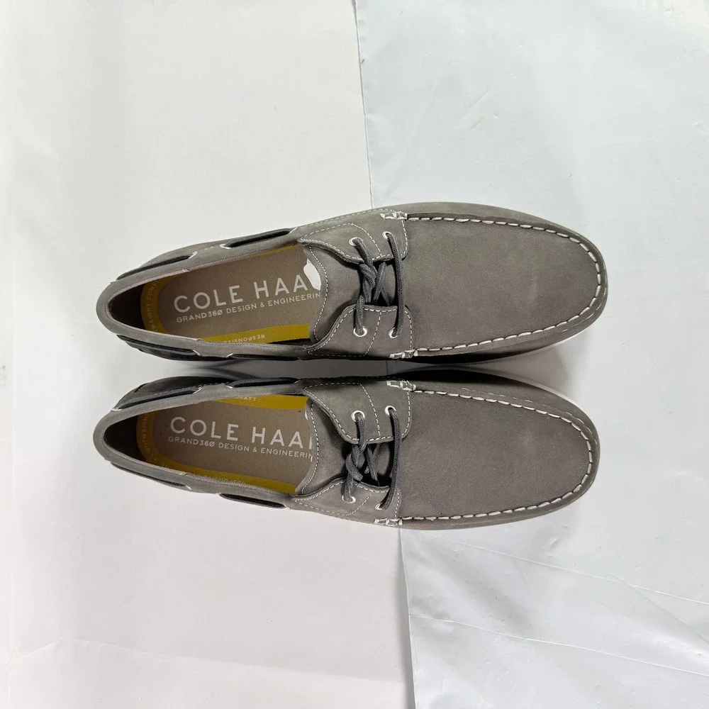 Cole Haan Grand‎ Atlantic Boat Shoe Gray Pinstripe Men's Size 10 M NIB